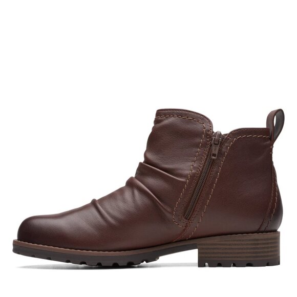 NEW CLARKS Leather Aspra Walk Waterproof Zip Booties british tan for women 367tn - Picture 5 of 9